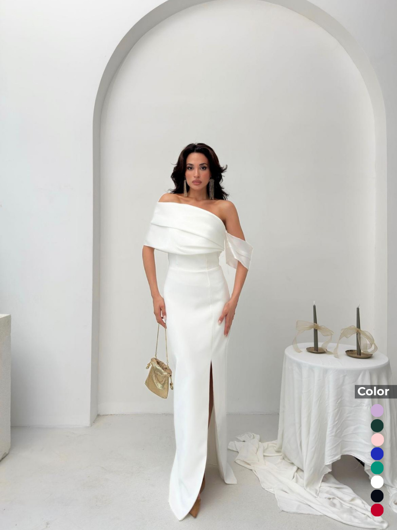 Yırtmaç Detaylı Krep Saten Karışımlı Abiye  | 1115