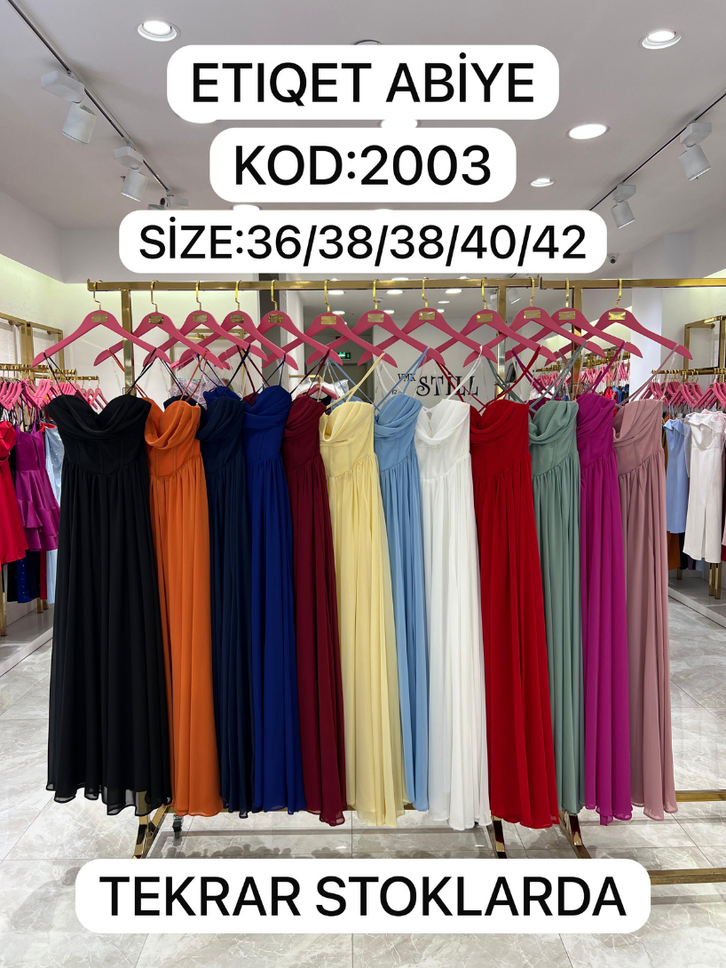 Zümrüt Kumaş Straplez Prenses Abiye | 2003