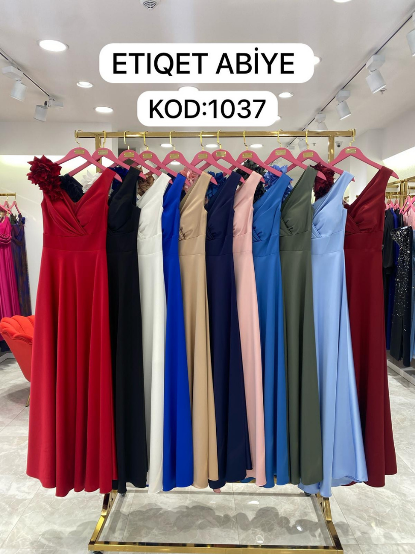 Saten Lazer Kesimli Gül Detaylı Abiye | 1037