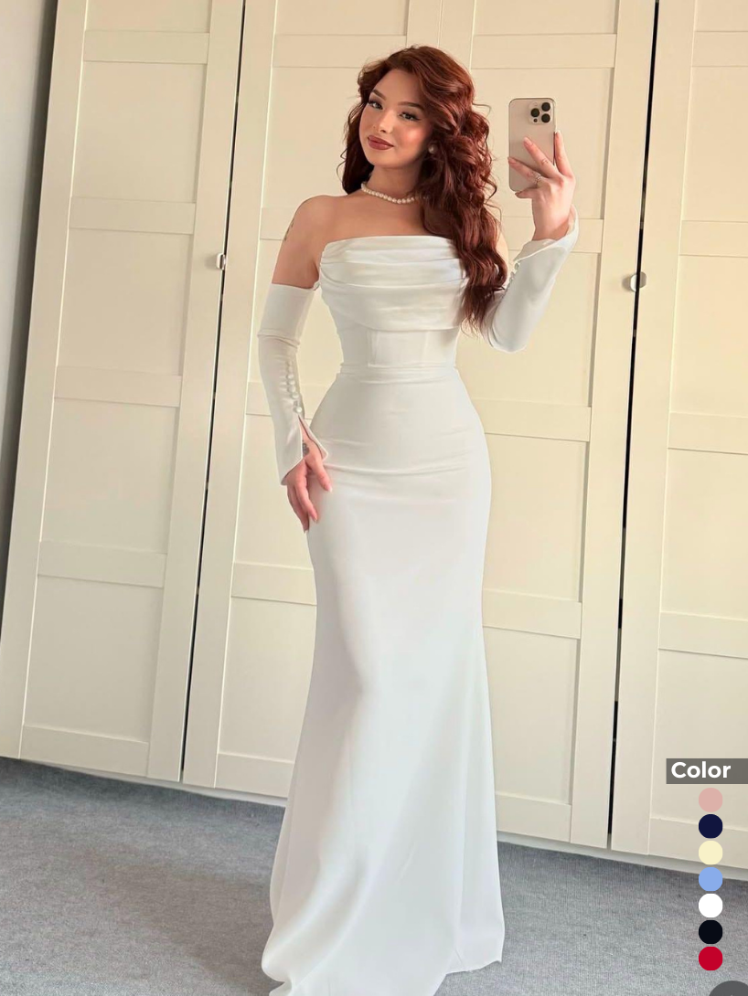 Krep Saten Detaylı Alya Abiye | 1068