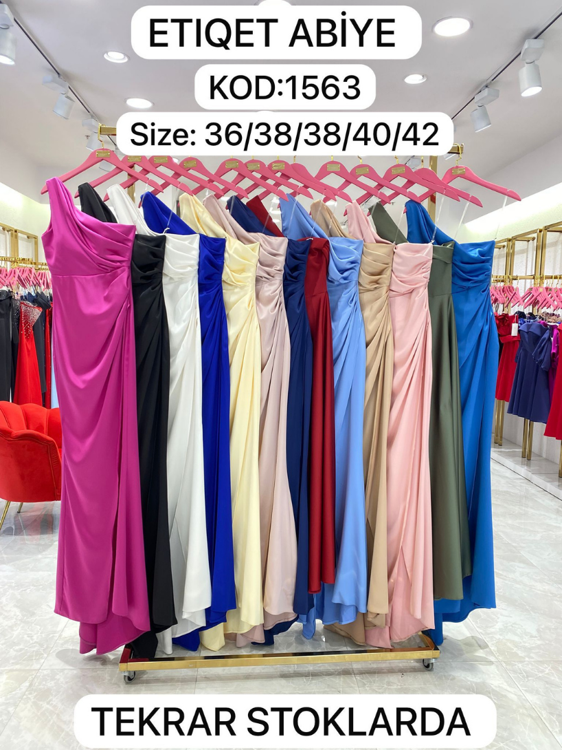 Tek Omuz Yırtmaç Detaylı Uzun Abiye | 1563