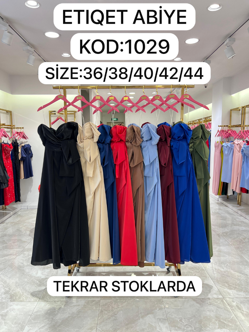 Komo Saten Düşük Omuz Abiye | 1029