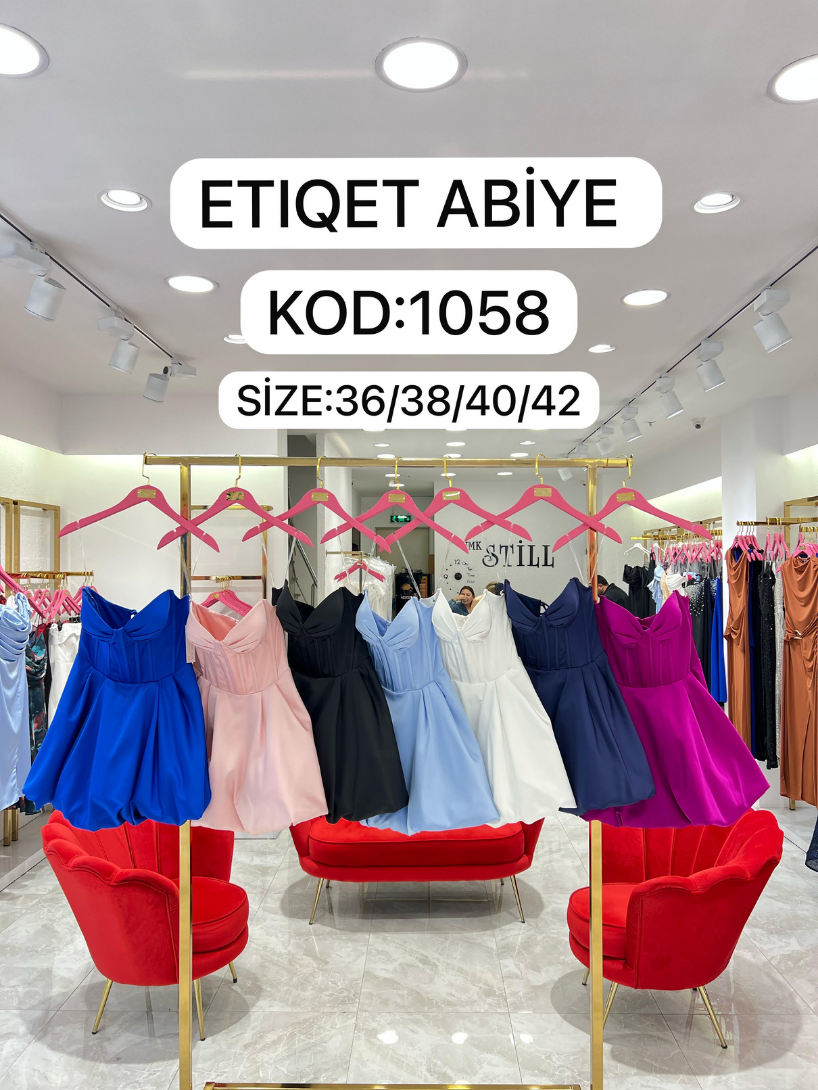 Saten Straplez kabarık Tül Setaylı Balon Abiye | 1058