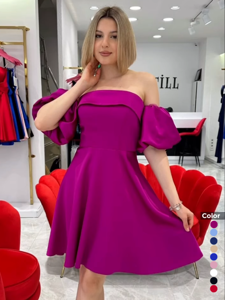 Saten Kısa Mezuniyet Elbisesi | 1080